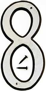Hy-Ko 30600 Series 30608 Reflective House Number, Character: 8, 4 in H Character, Black/White Character, Plastic, Pack of 10