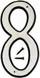 Hy-Ko 30600 Series 30608 Reflective House Number, Character: 8, 4 in H Character, Black/White Character, Plastic, Pack of 10