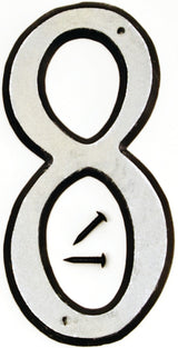 Hy-Ko 30600 Series 30608 Reflective House Number, Character: 8, 4 in H Character, Black/White Character, Plastic, Pack of 10
