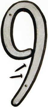 Hy-Ko 30600 Series 30609 House Number, Character: 9, 4 in H Character, Black/White Character, Plastic, Pack of 10