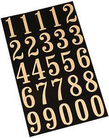Hy-Ko MM-5N Self-Adhesive Packaged Number Set, 3 in H Character, Gold Character, Black Background, Vinyl