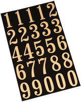 Hy-Ko MM-5N Self-Adhesive Packaged Number Set, 3 in H Character, Gold Character, Black Background, Vinyl
