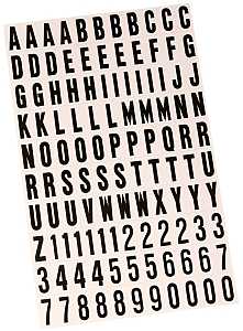 Hy-Ko MM-6 Self-Adhesive Packaged Number and Letter Set, 13/16 in H Character, Black Character, White Background, Vinyl, Pack of 10