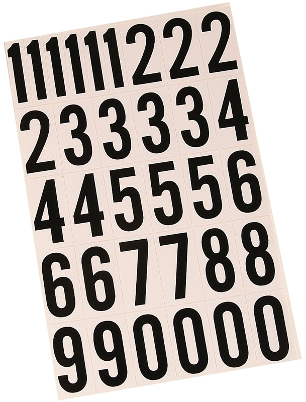 Hy-Ko MM-7N Packaged Number Set, 7.72 in W x 11.66 in H Dimensions, 1-3/4 in H Character, Black Character, Vinyl