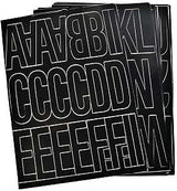 Hy-Ko 30035 Die-Cut Number and Letter Set, 3 in H Character, Black Character, Black Background, Vinyl