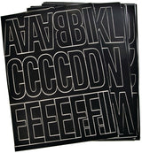 Hy-Ko 30035 Die-Cut Number and Letter Set, 3 in H Character, Black Character, Black Background, Vinyl