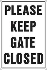Hy-Ko 20523 Rural and Urban Sign, PLEASE KEEP GATE CLOSED, Black Legend, 18 in L x 12 in W Dimensions