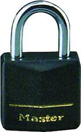 Master Lock 131Q Padlock, 1-3/16 in W Body, Keyed Alike Key, 3/16 in Dia Shackle, Steel Shackle, Brass Body