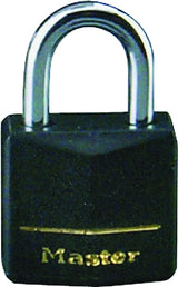 Master Lock 131Q Padlock, 1-3/16 in W Body, Keyed Alike Key, 3/16 in Dia Shackle, Steel Shackle, Brass Body
