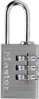 Master Lock 630D Padlock, 3/16 in Dia Shackle, 1 in H Shackle, Steel Shackle, Aluminum Body, Nickel, 1-3/16 in W Body