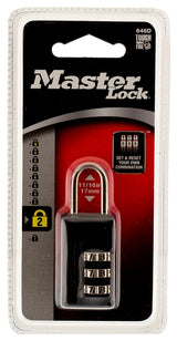 Master Lock 646D Padlock, Resettable Combination Key, 1/8 in Dia Shackle, 11/16 in H Shackle, Steel Shackle, Zinc Body