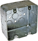 Raco 683 Square Box, 2-Gang, 17-Knockout, 1/2, 3/4 in Knockout, Steel, Gray, Pre-Galvanized, Screw