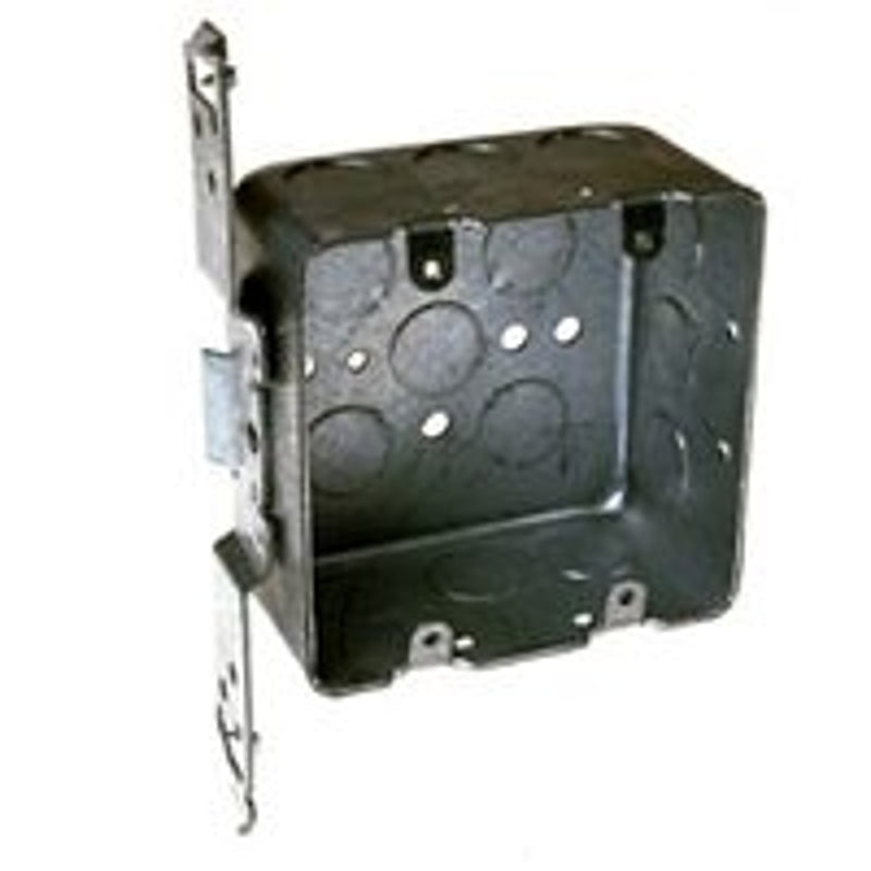 Raco 681 Switch Box, 2-Gang, 2-Outlet, 14-Knockout, 1/2 in Knockout, Steel, Gray, Galvanized, TS Bracket Mounting