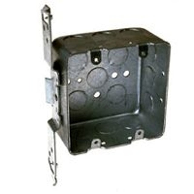 Raco 681 Switch Box, 2-Gang, 2-Outlet, 14-Knockout, 1/2 in Knockout, Steel, Gray, Galvanized, TS Bracket Mounting