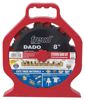 Freud SD208S Dado Blade Set, 8 in Dia, 5/8 in Arbor, 12-Teeth, Carbide Cutting Edge