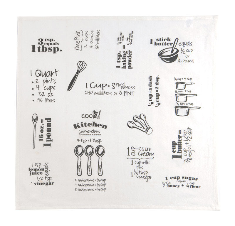 Kay Dee Cooks Kitchen Graphite Cotton Conversions & Equivalents Krinkle Flour Sack Towel 1 pk, Pack of 6