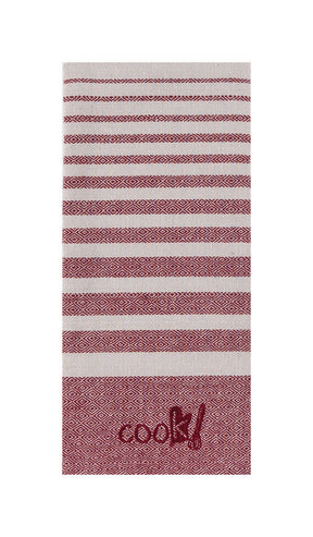 Kay Dee Cooks Kitchen Marsala Cotton Embroidered Tea Towel 1 pk, Pack of 6
