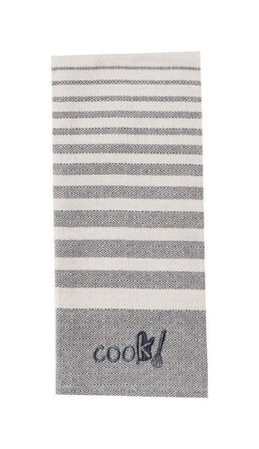 Kay Dee Cooks Kitchen Graphite Cotton Embroidered Tea Towel 1 pk, Pack of 6