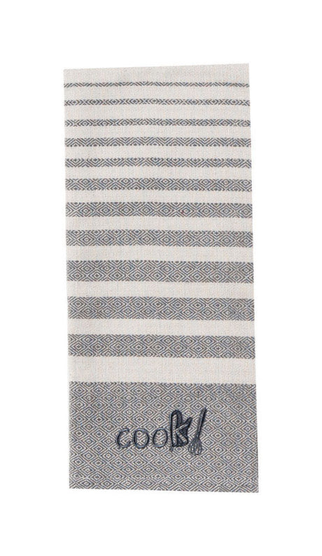 Kay Dee Cooks Kitchen Graphite Cotton Embroidered Tea Towel 1 pk, Pack of 6