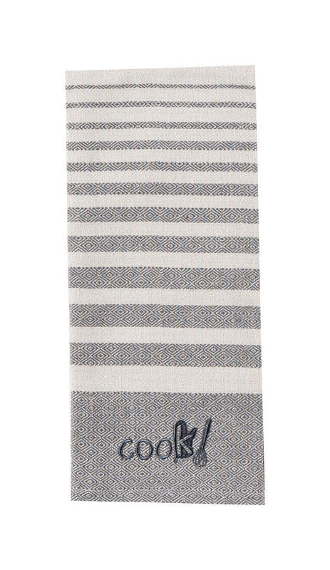 Kay Dee Cooks Kitchen Graphite Cotton Embroidered Tea Towel 1 pk, Pack of 6