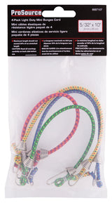ProSource FH64074 Stretch Cord, 4 mm Dia, 10 in L, Blue/Green/Red/Yellow, Hook End
