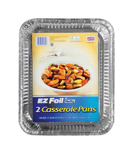 Hefty EZ Foil 9-1/4 in. W X 11-3/4 in. L Casserole Pan Silver 2 pk, Pack of 12