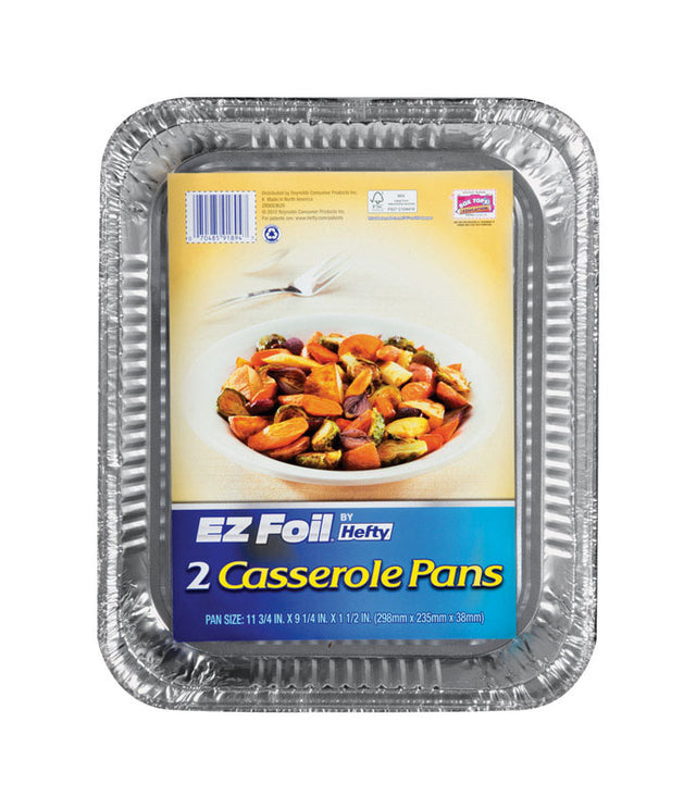 Hefty EZ Foil 9-1/4 in. W X 11-3/4 in. L Casserole Pan Silver 2 pk, Pack of 12