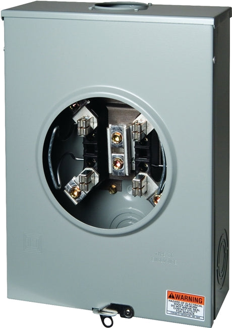 Square D UTRS213B Meter Socket, 1-Phase, 200 A, 600 V, 4-Jaw, Overhead, NEMA 3R Enclosure, Underground Cable Entry