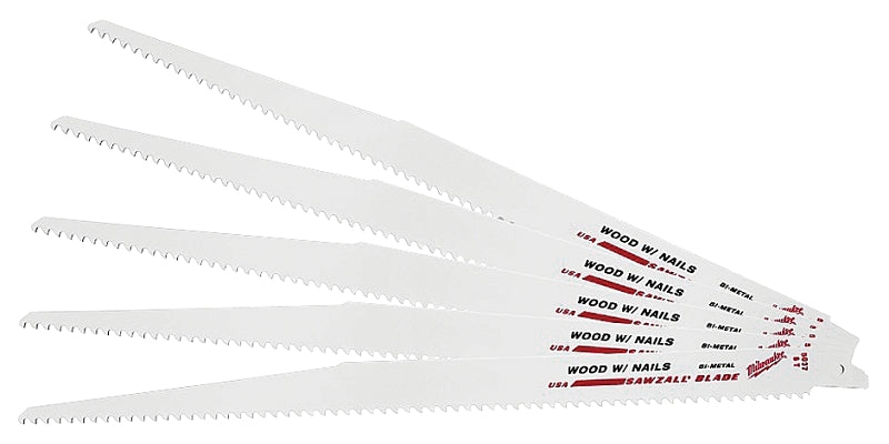 Milwaukee 48-00-5037 Reciprocating Saw Blade, 3/4 in W, 12 in L, 5 TPI, Bi-Metal Cutting Edge