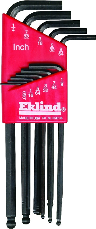 Eklind Hex-L 13211 Ball End Hex Key Set with Holder, 11-Piece, Alloy Steel, Black