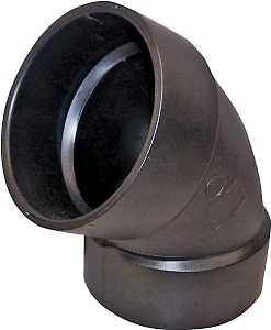Canplas 102602LBC Pipe Elbow, 2 in, Hub, 60 deg Angle, ABS, Black