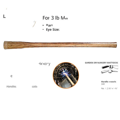 Link Handles 65060 Mattock Handle, 36 in L, Wood, Clear Lacquer, For: 3 lb Mattocks