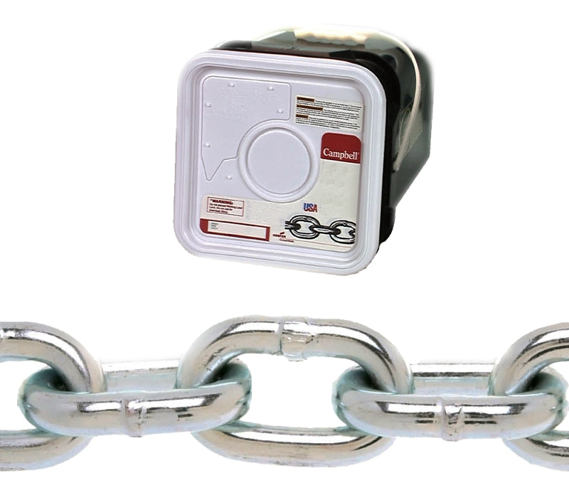 Campbell 014-3536 Proof Coil Chain, 5/16 in, 75 ft L, 30 Grade, Steel, Galvanized