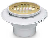 Oatey 42404 Shower Drain, PVC, White, Specifications: Screw-In Cover Design, For: 2 in and 3 in Pipes