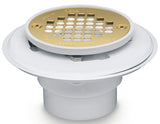 Oatey 42404 Shower Drain, PVC, White, Specifications: Screw-In Cover Design, For: 2 in and 3 in Pipes