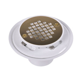 Oatey 42404 Shower Drain, PVC, White, Specifications: Screw-In Cover Design