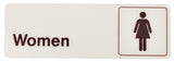 Hy-Ko D-14 Graphic Sign, Rectangular, WOMEN, Dark Brown Legend, White Background, Plastic, 9 in H x 3 in W Dimensions, Pack of 5