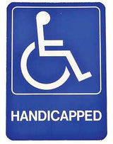 Hy-Ko D-17 Graphic Sign, Rectangular, HANDICAPPED, White Legend, Blue Background, Plastic, 7 in H x 5 in W Dimensions, Pack of 5