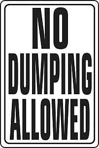 Hy-Ko HW-4 Parking Sign, Rectangular, NO DUMPING ALLOWED, Black Legend, White Background, Aluminum