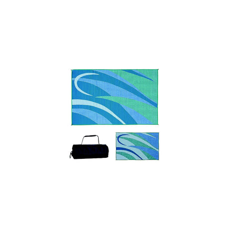 Ming's Mark Reversible Mat, Graphic Blue/Green, 8' x 12'
