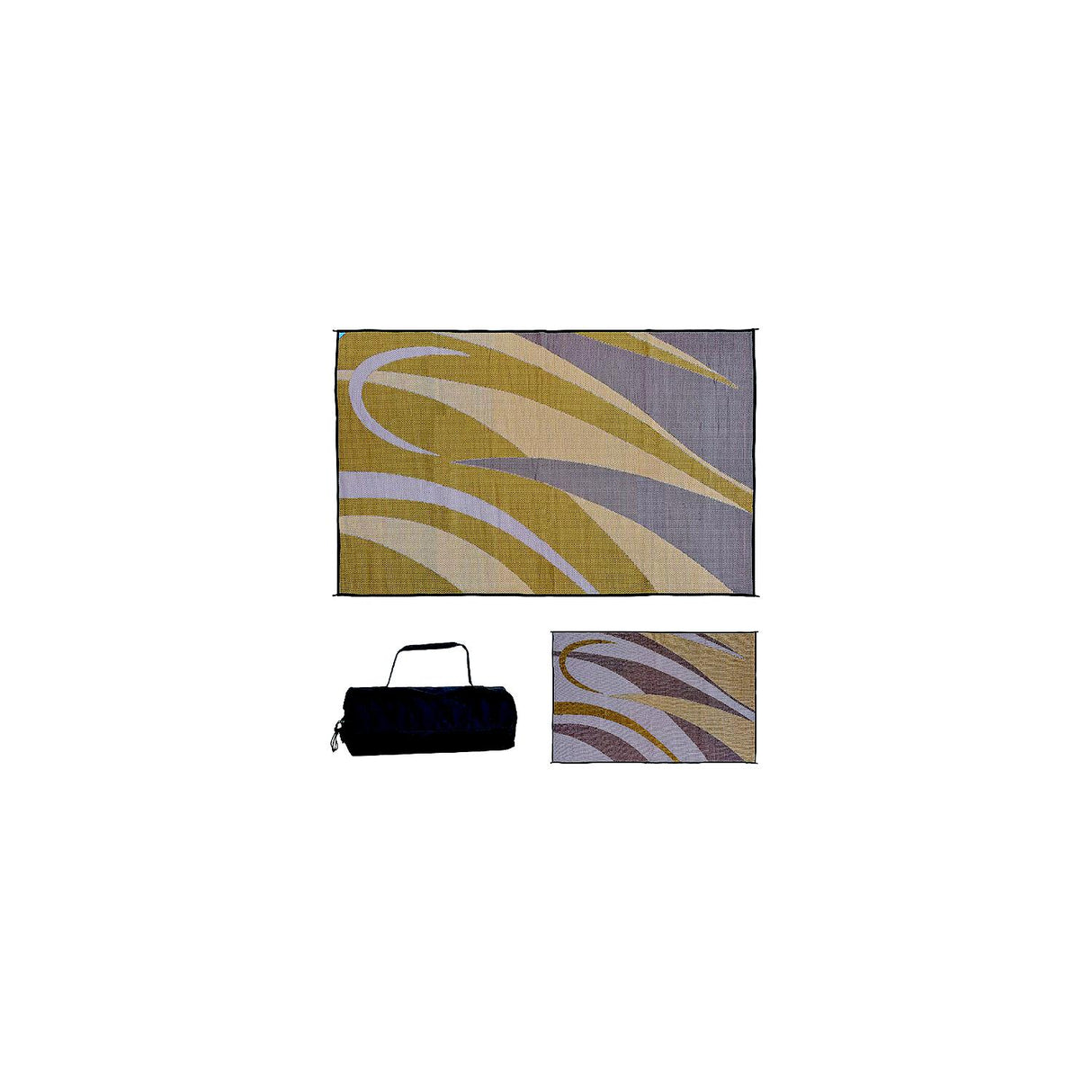 Ming's Mark Reversible Mat, Graphic Brown/Gold, 8' x 12'