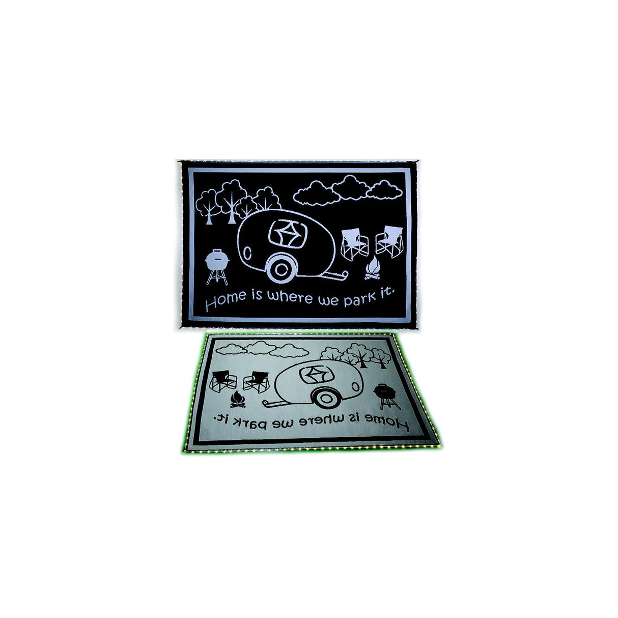 Mings Mark LRVH8111 Reversible Mat w/110V LED Lights, 8' x 11', Black/White