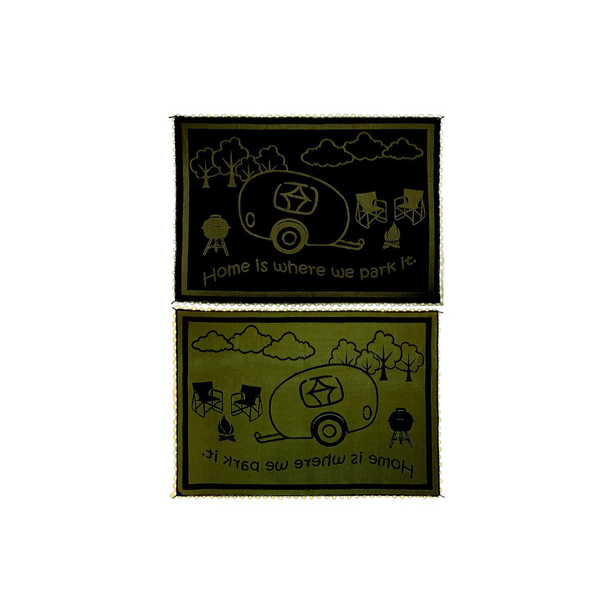 Mings Mark LRVH8117 Reversible Mat w/110V LED Lights, 8' x 11', Brown/Beige