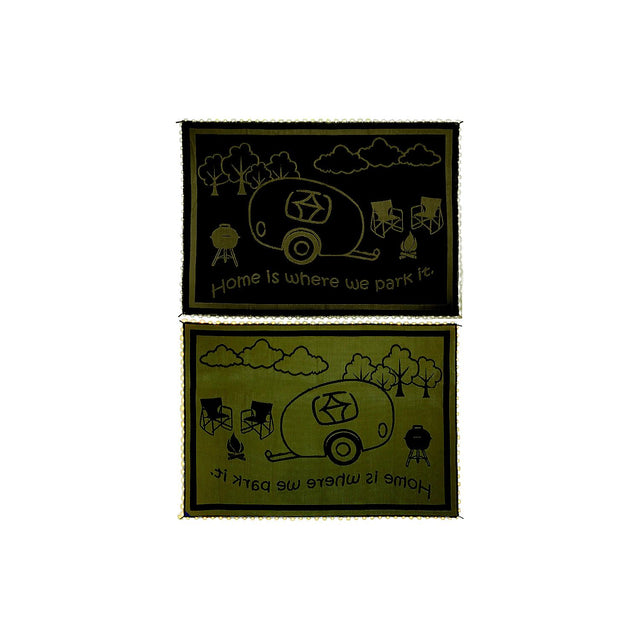 Mings Mark LRVH8117 Reversible Mat w/110V LED Lights, 8' x 11', Brown/Beige