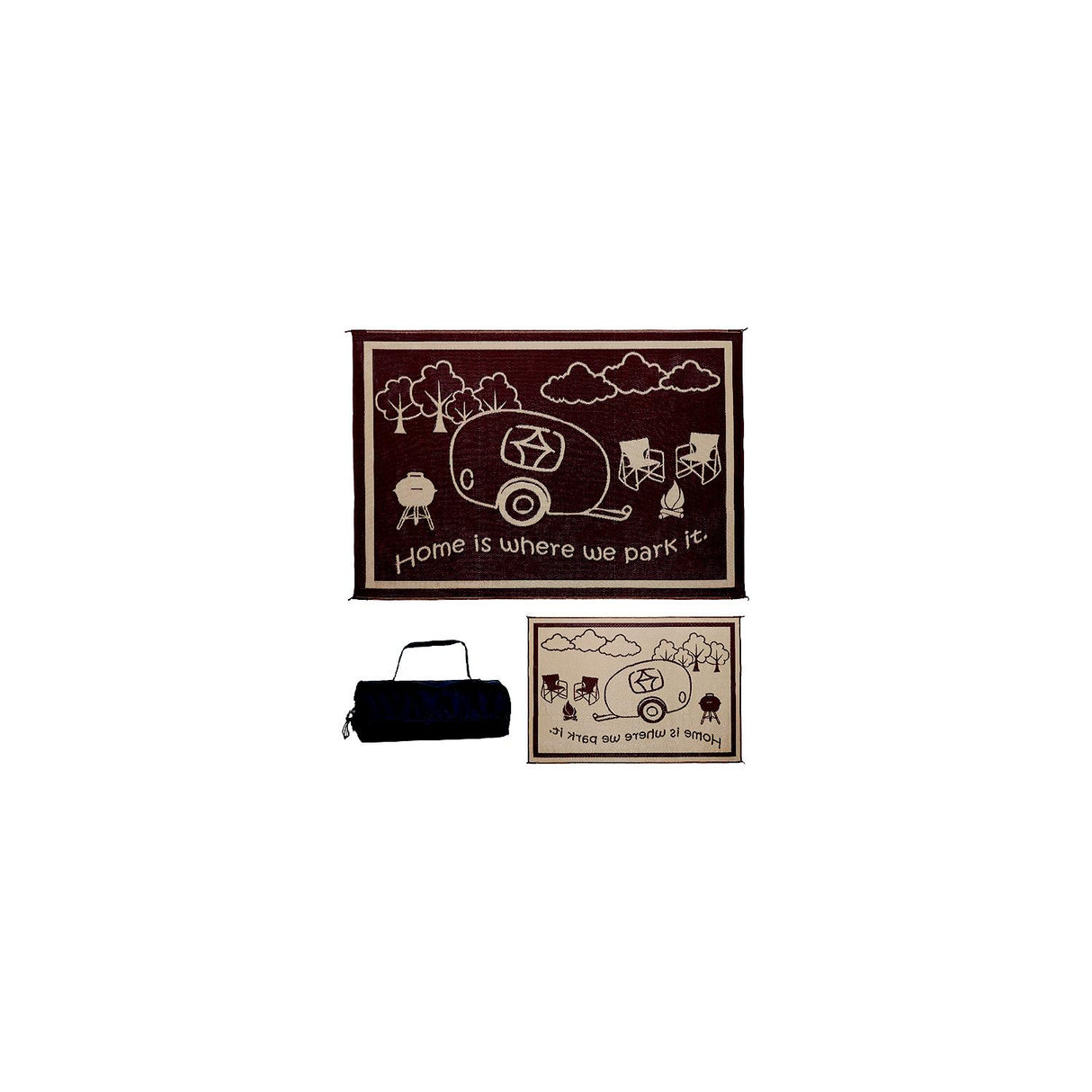 Ming's Mark Reversible Mat, Brown/Beige, RV Home, 8' x 11'