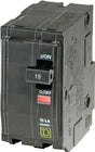Square D QO215CP Miniature Circuit Breaker, 15 A, 2-Pole, 120/240 VAC, 48 VDC, Plug Mounting, Black