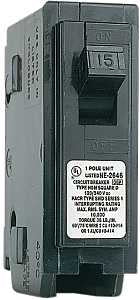 Square D Homeline HOM115CP Circuit Breaker, Mini, 15 A, 1-Pole, 120 V, Fixed Trip, Plug, Black
