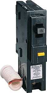 Square D Homeline HOM115GFICP Circuit Breaker, Mini, 15 A, 1-Pole, 120 V, Fixed Trip, Black, Plug