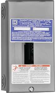 Square D Homeline HOM24L70SCP Load Center, 70 A, 2-Space, 4-Circuit, Main Lug, NEMA 1 Enclosure, Gray, Plug