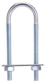 ProSource LR343 U-Bolt, 1/4 in Thread, 2-3/4 in L Thread, Steel, Zinc, Pack of 10